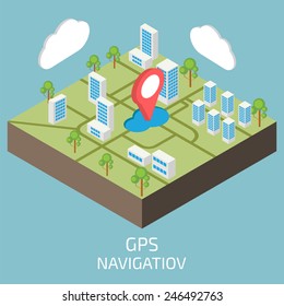 GPS isometric. Isometric town map.