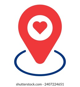 Gps label with heart line icon. Favorites, emoji, geolocation, coordinates, satellite, map, direction. Vector icons for business and advertising