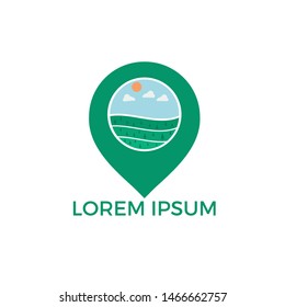 GPS landscape vector logo design. Navigation vector logo. Travel vector logo.
