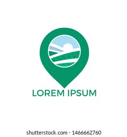 GPS landscape vector logo design. Navigation vector logo. Travel vector logo.