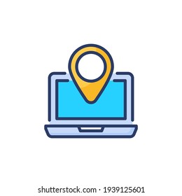 Icono de portátil GPS en vector. Logotipo