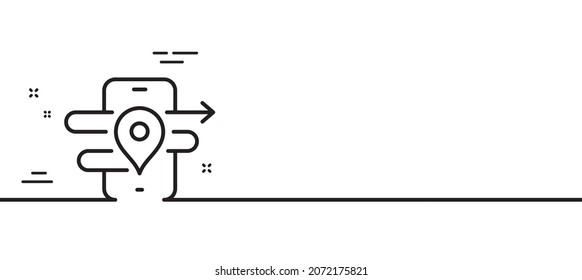 GPS line icon. Phone navigation map sign. Journey road symbol. Minimal line illustration background. Gps line icon pattern banner. White web template concept. Vector