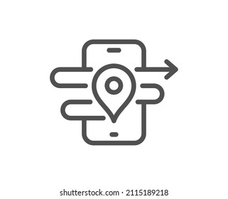 GPS line icon. Phone navigation map sign. Journey road symbol. Quality design element. Linear style gPS icon. Editable stroke. Vector