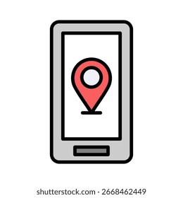 Icono de color lineal Gps Ilustración vectorial