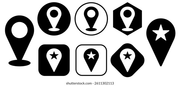 GPS location collection. Flat vector illustration isolated. Location pointer icon symbol in flat style