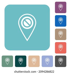 GPS location disabled white flat icons on color rounded square backgrounds