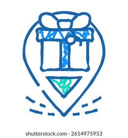 gps location of gift delivery doodle icon sketch vector. gps location of gift delivery sign. isolated symbol illustration