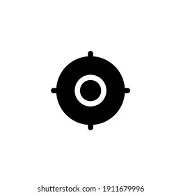 GPS location icon in glyph or solid black style. Vector