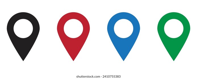 GPS location icon set. multicolor map icon vector with transparent background.