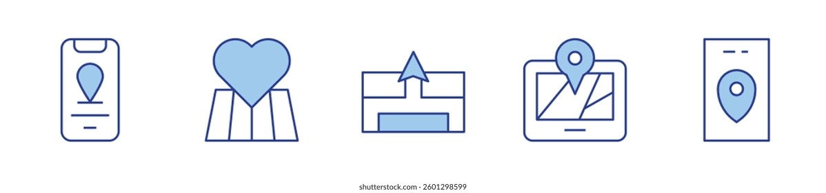 gps, location. Location Icon vector illustration. Line Duotone style. Editable stroke.