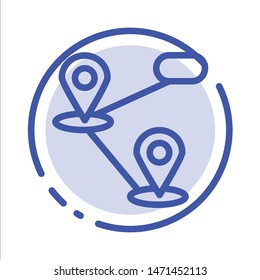Gps, Location, Map Blue Dotted Line Line Icon