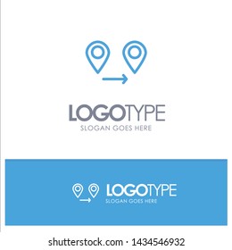 Gps, Location, Map Blue Outline Logo Place for Tagline