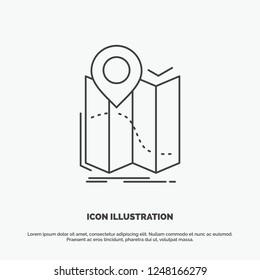 gps, location, map, navigation, route Icon. Line vector gray symbol for UI and UX, website or mobile application