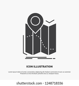 gps, location, map, navigation, route Icon. glyph vector gray symbol for UI and UX, website or mobile application
