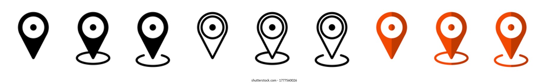 GPS-Position. Kartenzeiger-Symbol. Reisen und Tourismus. Einzeln auf weißem Hintergrund. Vektorgrafik