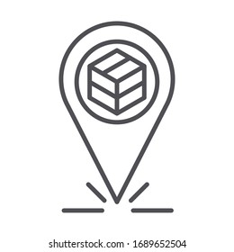 gps location marker. Cargo shipping related delivery vector illustration line style icon