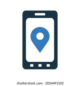 Gps, ubicación, icono del teléfono. Gráficos vectoriales simples modificables.