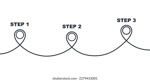 GPS location pin on path way line road illustration