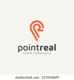 GPS Location Pin Pointer with Initial Letter P R logo design