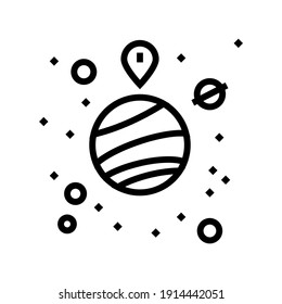 gps location point on planet line icon vector. gps location point on planet sign. isolated contour symbol black illustration