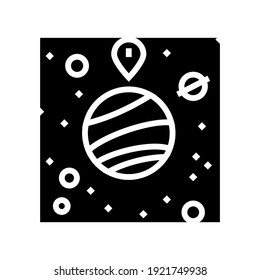 GPS-Standort Punkt auf Planet-Glyphsymbol Vektorgrafik. GPS-Standort-Punkt auf dem Schild Planet. isoliertes Kontursymbol