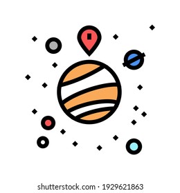 gps location point on planet color icon vector. gps location point on planet sign. isolated symbol illustration
