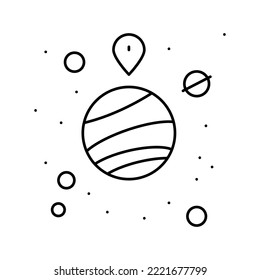 gps location point on planet line icon vector. gps location point on planet sign. isolated contour symbol black illustration