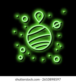 gps location point on planet neon light sign vector. gps location point on planet illustration