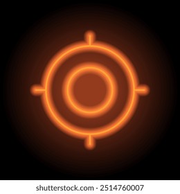 GPS, location simple icon. Flat design. Orange neon on black background.ai