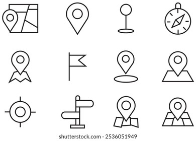 Símbolo de ubicación GPS colección. Marcador de lugar de pin de mapa. Estilo plano - stock. Diseño de Ilustración vectorial plana de icono de pin de Locación, Ilustración vectorial.