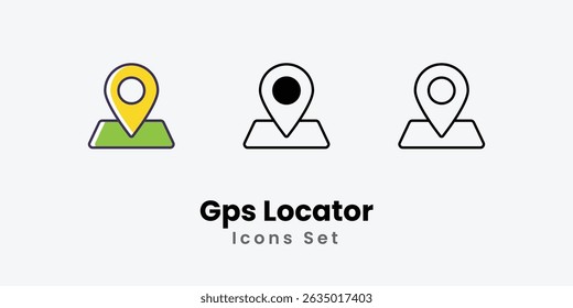 GPS Locator Icons thin line and glyph vector icon stock illustration