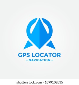 Gps locator logo design template. Gps map location and direction icon vector combination. Direct business arrow logo symbol concept.