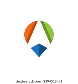 Plantilla de diseño del logotipo del localizador de Gps. Combinación vectorial de icono de dirección y ubicación de mapa Gps. Concepto de logotipo de flecha comercial directa. Adecuado para sus necesidades de diseño, logotipo, ilustración, animación, etc