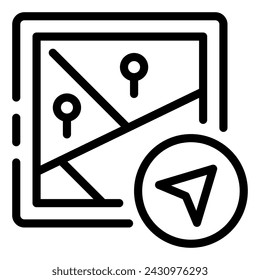 GPS Map Direction Simple Line Icon Logo Symbol