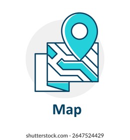 GPS Map Icon, Travel Navigation Map, Road Pin Symbol, Digital Route Tracker, Location Icon Map, Travel Planning Vector