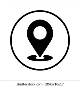 Gps, map, location icon. Black vector graphics.
