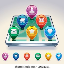 GPS Map Location Markers. Vector illustration