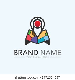 GPS and MAP logo  navigator sign  location symbol design vector illustration