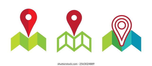 GPS and MAP logo navigator sign location symbol design illustration