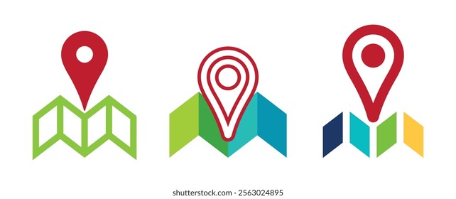 GPS and MAP logo navigator sign location symbol design illustration