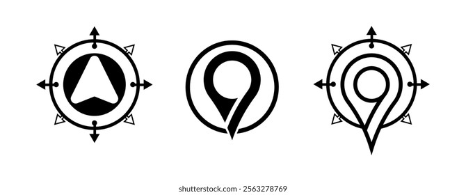 
GPS and MAP logo navigator sign location symbol