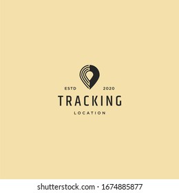 Gps, map logo retro vintage Premium Vector
