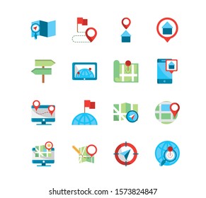 gps map and navigation icons collection vector illustration