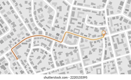 Gps map navigation to own house. View from above the map buildings. Detailed view of city. Decorative graphic tourist map City top view. Abstract background. Flat style, Vector, illustration isolated.