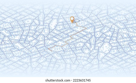 Gps map navigation to own house. View from above the map buildings. Detailed view of city. Decorative graphic tourist map City top view. Abstract background. Flat style, Vector, illustration isolated.