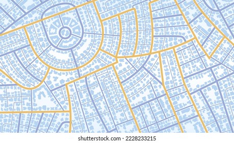 Gps mapea la navegación a casa propia. Vista desde arriba de los edificios del mapa. Vista detallada de la ciudad. Mapa gráfico decorativo de turismo Vista superior de la ciudad. Antecedentes abstractos. Estilo plano, vector, ilustración aislada.