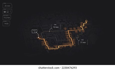 Gps map navigation to own house. View from above the map buildings. Detailed view of city. Decorative graphic tourist map City top view. Abstract background. Flat style, Vector, illustration isolated.