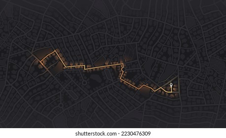 Gps map navigation to own house. View from above the map buildings. Detailed view of city. Decorative graphic tourist map City top view. Abstract background. Flat style, Vector, illustration isolated.