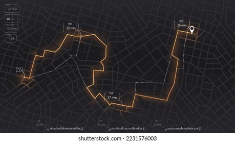 Gps map navigation to own house. View from above the map buildings. Detailed view of city. Decorative graphic tourist map City top view. Abstract background. Flat style, Vector, illustration isolated.