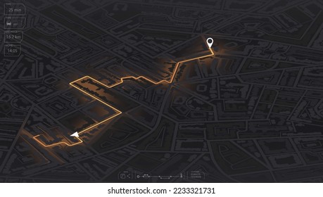 Gps mapea la navegación a casa propia. Vista desde arriba de los edificios del mapa. Vista detallada de la ciudad. Localización del coche de seguimiento. Vista superior de la ciudad. Antecedentes abstractos. Estilo plano, vector, ilustración aislada.